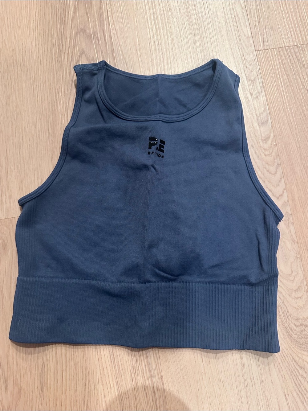 P.E Nation Navy Ribbed Hem Crop Top
